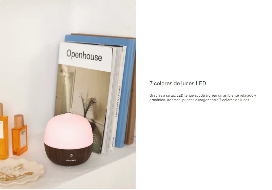 Crear - difusor de aroma, humidificador y lámpara de luz LED - depósito de 120 ml - función de aromaterapia - Studio Aroma