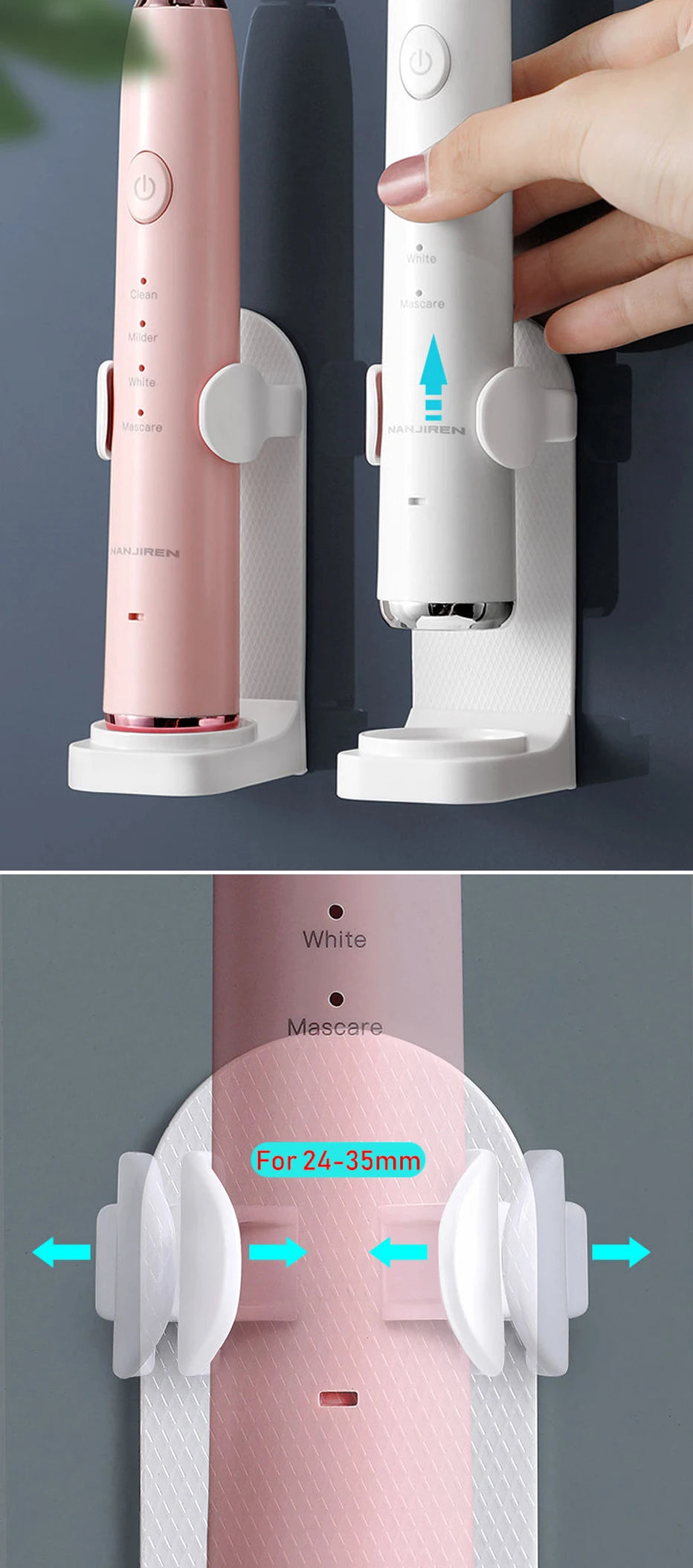 Soporte ajustable para cepillo de dientes, base para cepillo de dientes eléctrico, soporte de pared antideslizante de silicona, soporte para cuerpo de cepillo, adaptable al 99%.