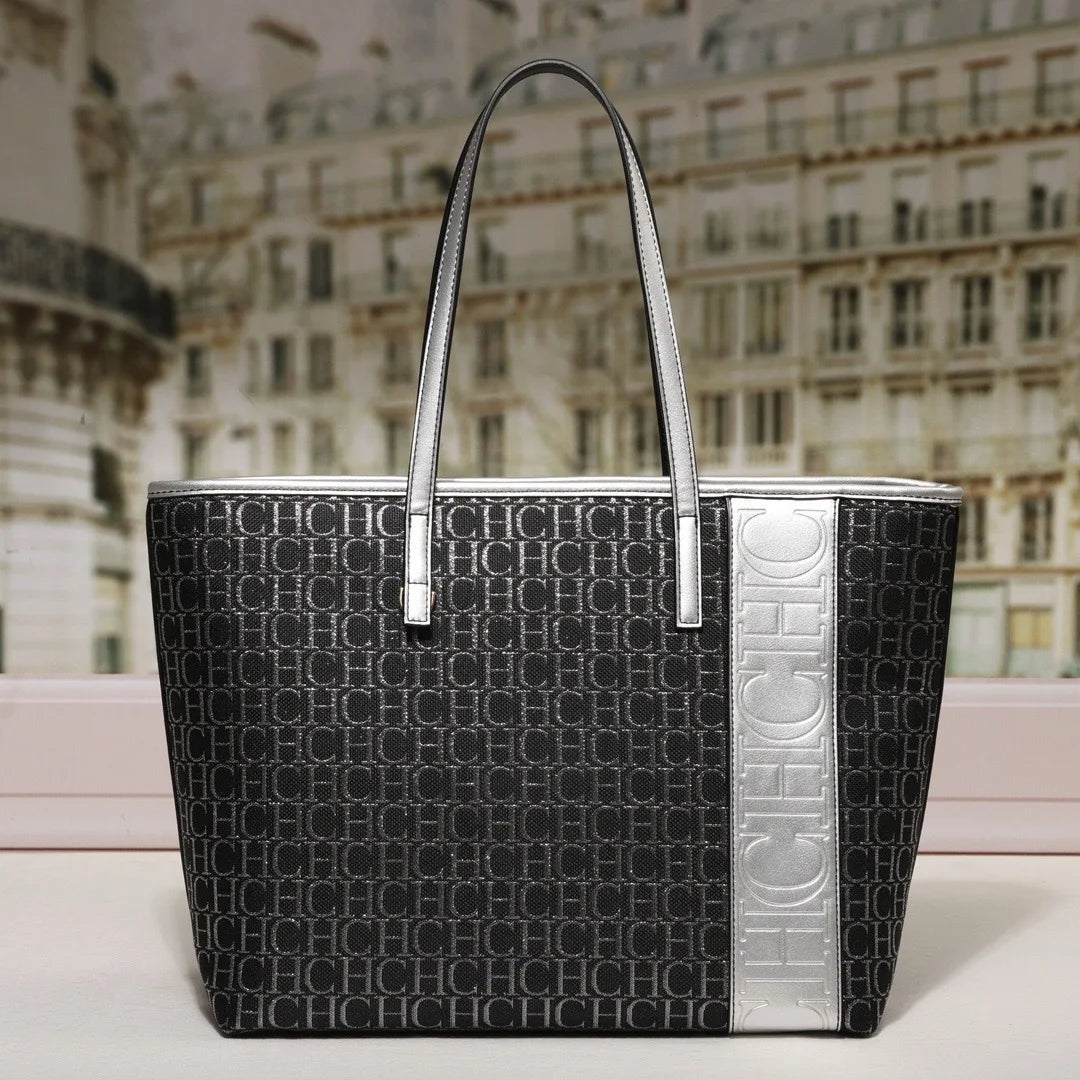 Bolso tote de moda CHHC para mujer, gran capacidad, estilo 2025, bolso de hombro de material PU, ideal para uso diario y compras.