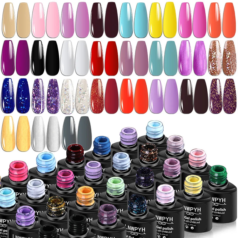 Kit de esmalte de uñas, kit de uñas acrílicas, set de gel de uñas de poliuretano con lámpara de uñas, extensión de uñas, gel con purpurina, gel de construcción UV, set de herramientas de manicura