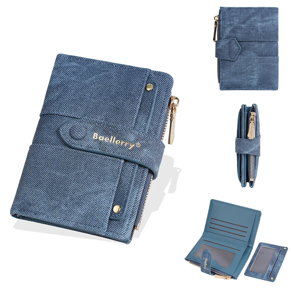 Carteras cortas de mujer Baellerry New Fashion con cremallera, monederos de alta calidad, monedero para mujer con clip para tarjetas desmontable.
