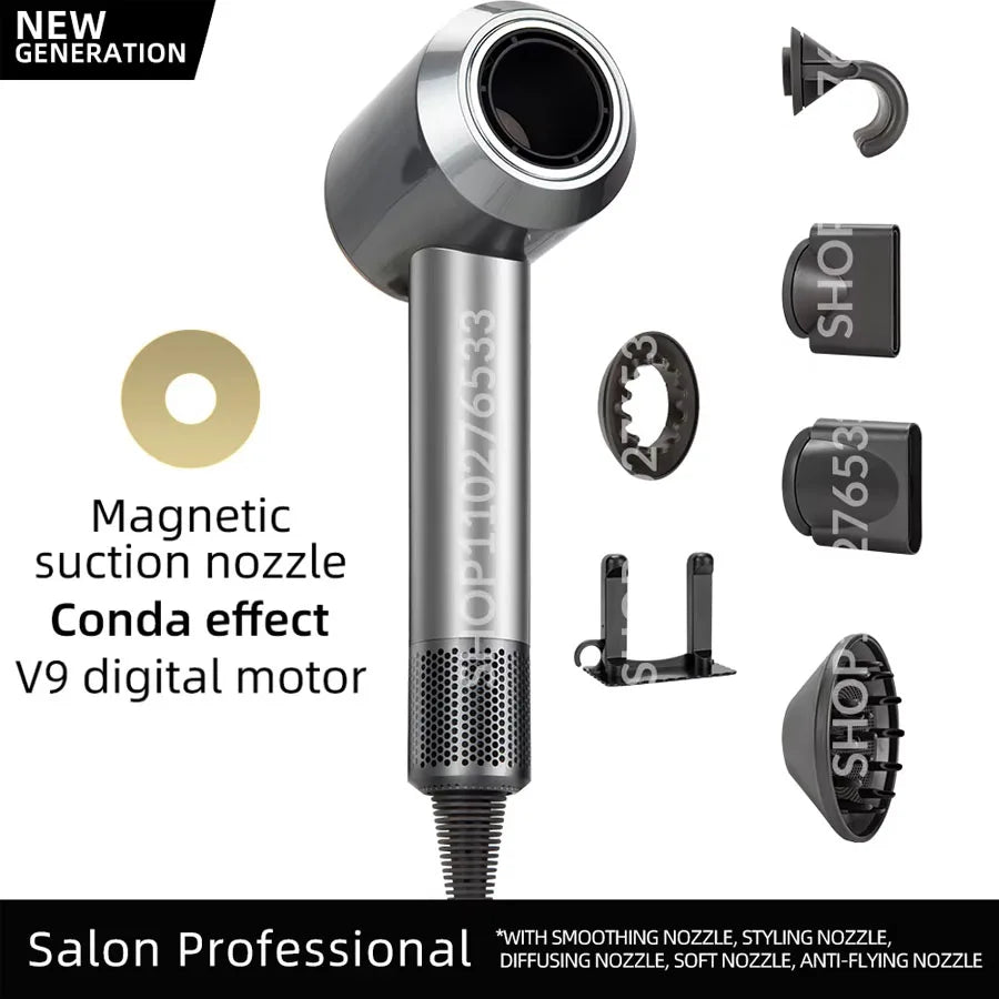 Secador de pelo iónico 5 en 1 con difusor. Aparatos profesionales para el cuidado del cabello. Secador de pelo sin aspas para peluquería femenina. Súper secador de pelo.