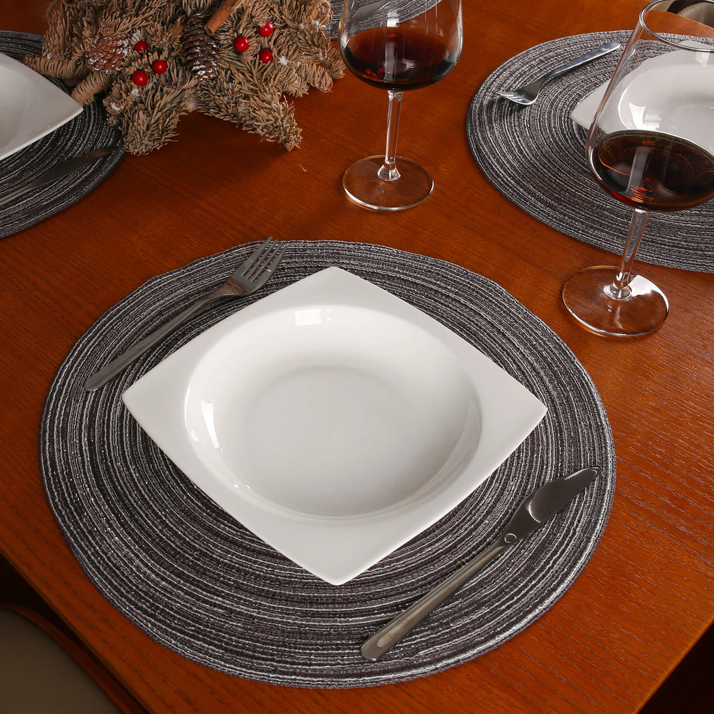 12 manteles individuales redondos trenzados lavables, antideslizantes, para mesa, vajilla, cuencos, decoración para el hogar y la cocina, posavasos.