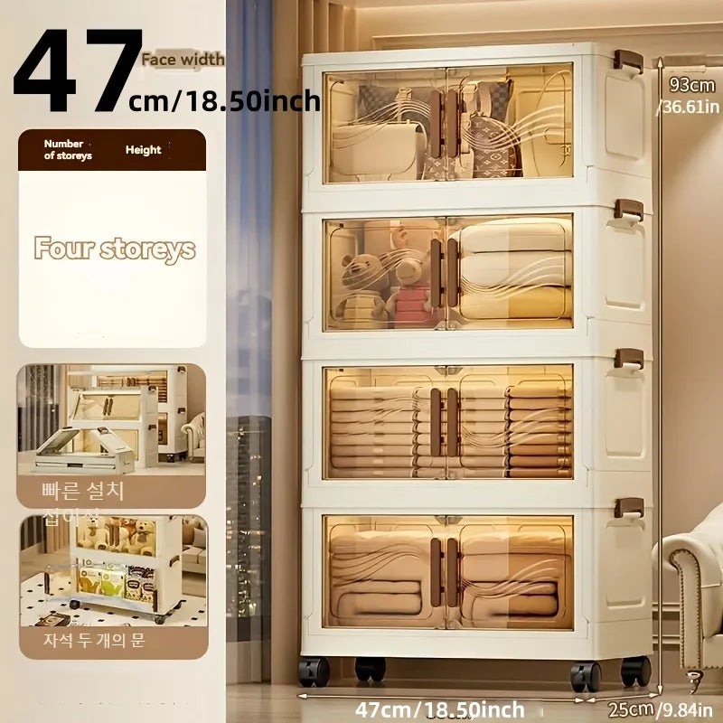 Caja de almacenamiento plegable con puerta transparente: espaciosa, duradera y fácil de montar. Ideal para organizar ropa, libros, juguetes y