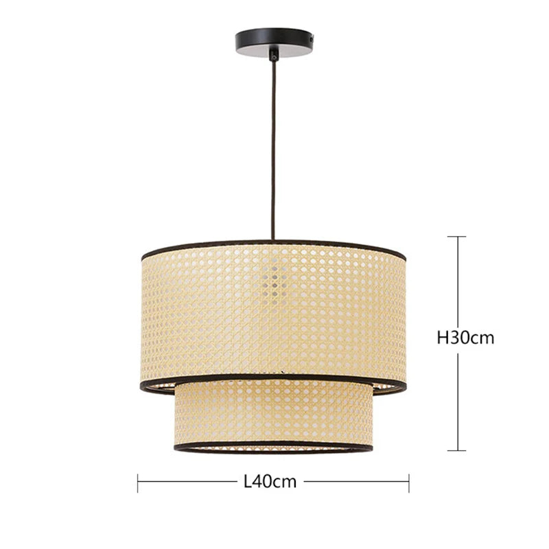 Lámpara colgante LED de ratán y mimbre Wabi-sabi hecha a mano, arte nórdico, lámparas creativas tejidas a mano para la decoración de la cocina y el hogar.
