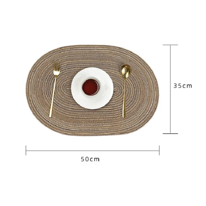 1/4/6/10PCS Salvamanteles ovalados trenzados para mesas de comedor, juego de manteles individuales extragrandes de tejido natural