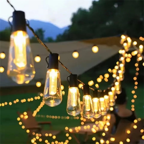 1 unidad de guirnalda de luces solares, lámparas de jardín impermeables para exteriores, jardín, terraza, balcón, camping, decoración retro para fiestas.