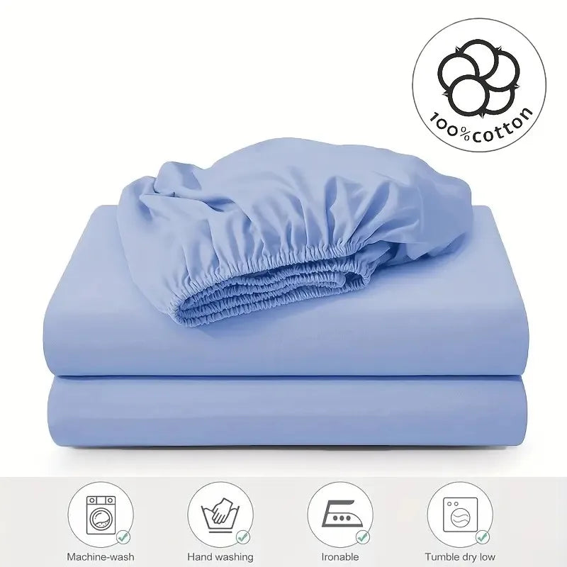 Sábana bajera ajustable 100% algodón, suave y transpirable, con bandas elásticas, para cama individual, doble, king y queen.