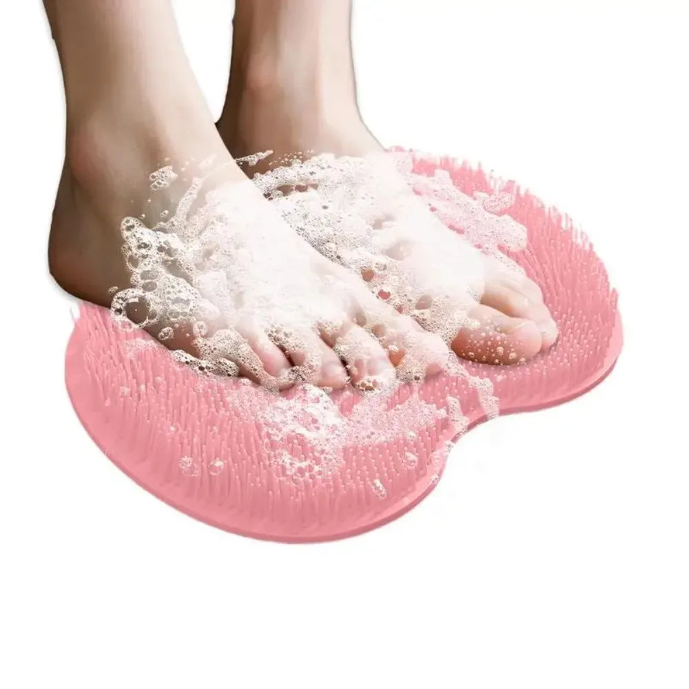 Estropajo de ducha, almohadilla de masaje de silicona para ducha, montado en la pared, cepillo de masaje de espalda reutilizable, alfombrilla de ducha para lavar los pies.