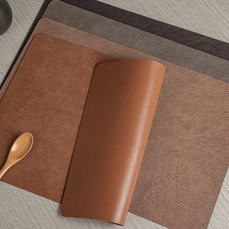 Manteles individuales de cuero de doble cara para cocina, manteles individuales resistentes al calor para mesa de comedor, posavasos, escurridor de platos