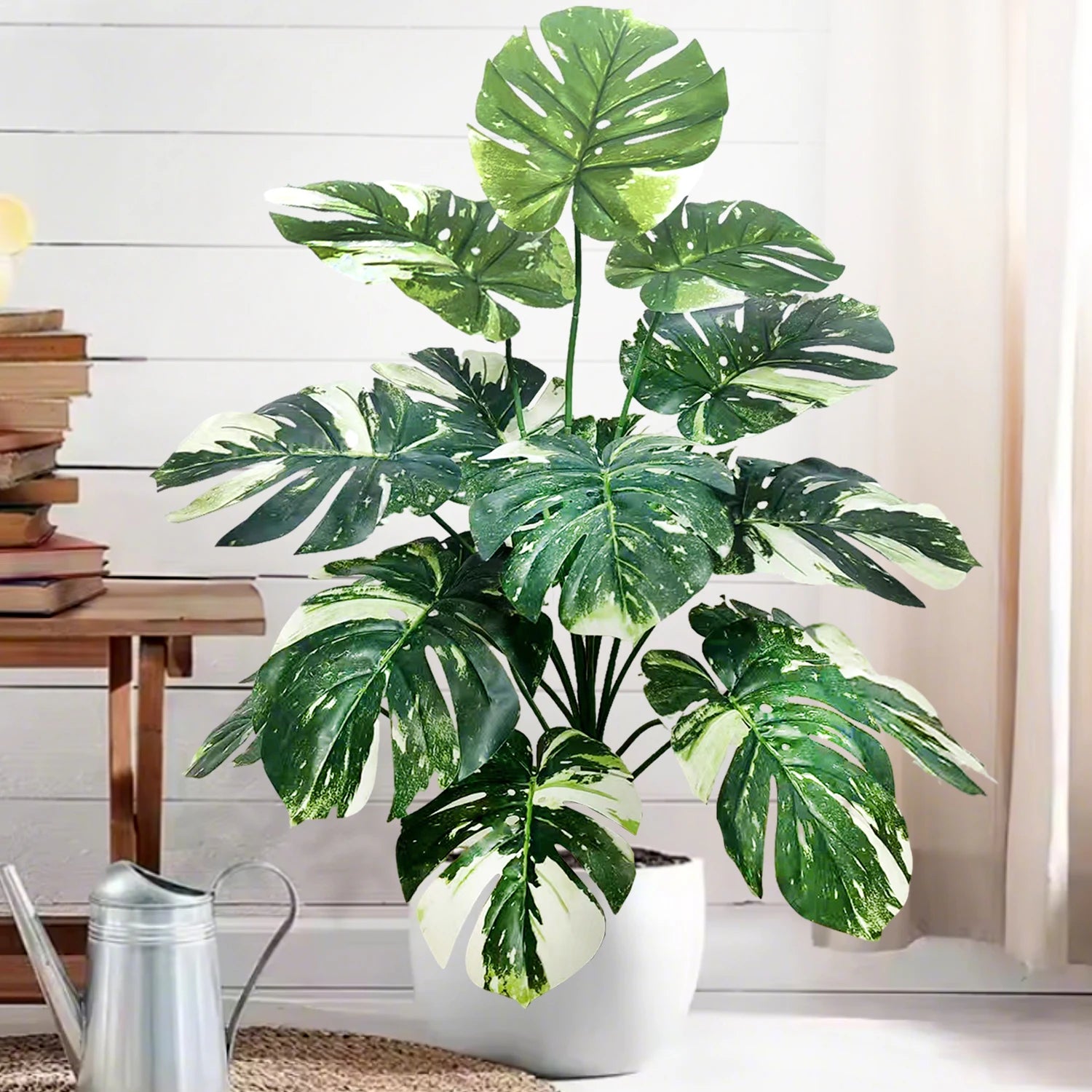 Planta Monstera artificial de 52-104 cm (40,94 pulgadas), palmera falsa de plástico con hojas verdes, ideal para la decoración del hogar, jardín, habitación u oficina.