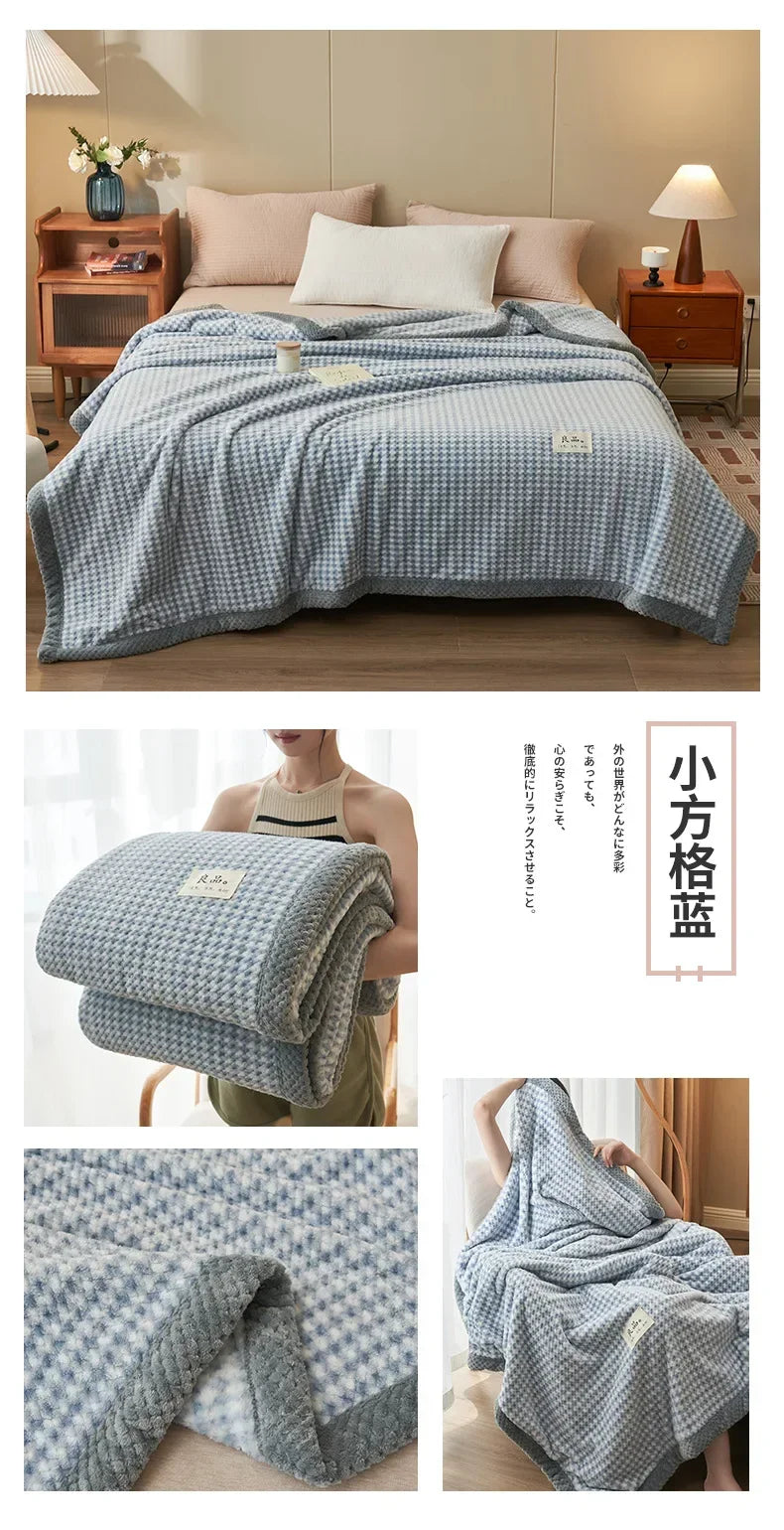Manta de punto suave de hilo de chenilla, lavable a máquina, hecha a mano con ganchillo, ideal para sofá o cama.