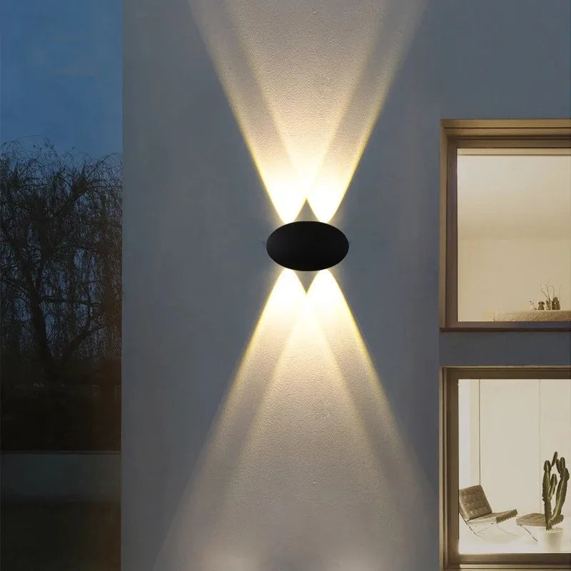 Lámpara de pared LED ovalada moderna y sencilla de 4 W para exteriores e interiores, resistente al agua IP65, luz cálida, voltaje de 85 V a 265 V.