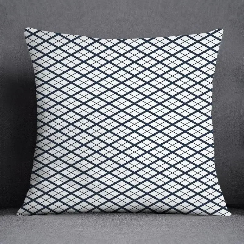 Funda de cojín de 45x45 cm con estampado geométrico, poliéster, azul grisáceo, funda de almohada para sofá, cojín decorativo, funda de almohada para el hogar