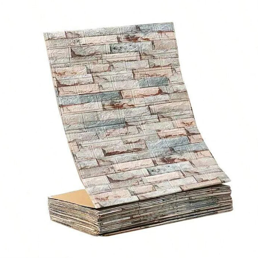 Papel pintado autoadhesivo 3D de 70 cm x 1/5/10 m, continuo, impermeable, con diseño de ladrillo. Ideal para sala de estar, dormitorio, habitación infantil y decoración del hogar.