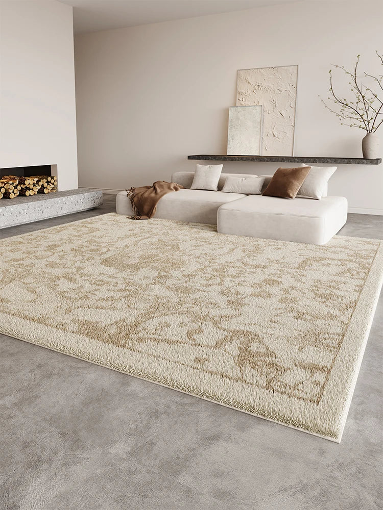 Alfombra de aseo suave y mullida, estilo crema, para sala de estar, alfombra grande para dormitorio, alfombra de suelo gruesa y afelpada.