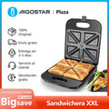 Sandwichera XXL para 4 sándwiches, revestimiento antiadherente, calentamiento rápido, indicador LED, libre de BPA, 1400 W