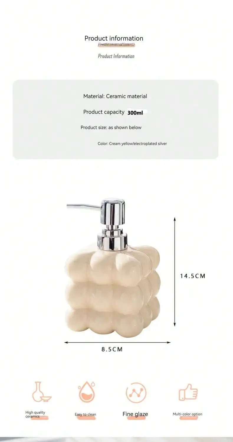 Dispensador de jabón líquido de 300 ml con dosificador de presión, botella separada, accesorios de baño, dispensador de champú y gel de ducha de cerámica para el hogar.