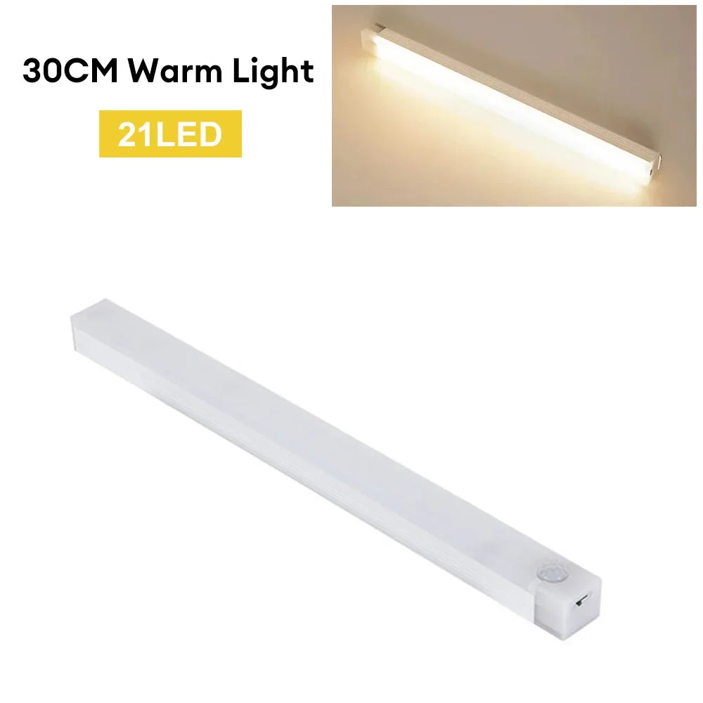 Luz LED con sensor de movimiento, luz nocturna LED inalámbrica recargable tipo C, lámpara para armario, lámpara de armario, retroiluminación de escalera para cocina.