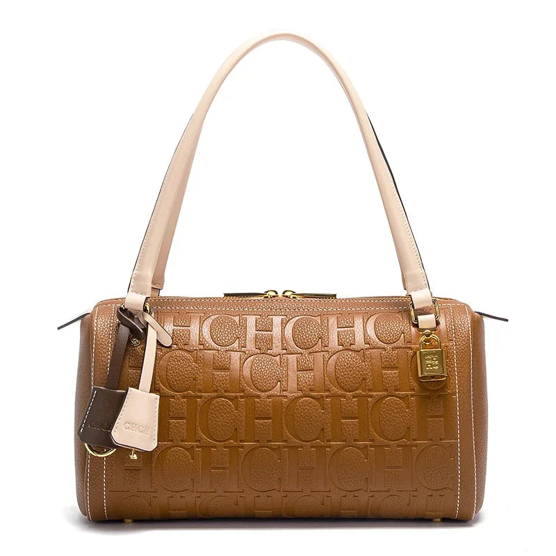 Bolso Boston de mujer C-H, nueva colección otoño/invierno, diseño de letras, bolsos de hombro con textura