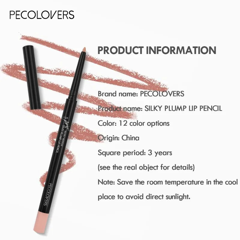 Lápiz delineador de labios mate resistente al agua, labial rojo con contorno, larga duración, no se transfiere, hidratante para labios, maquillaje, 12 colores.