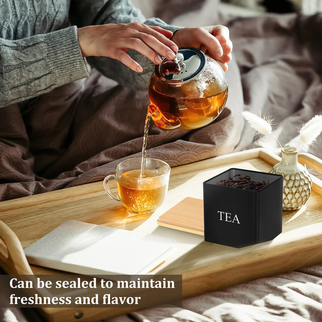 3 botes de almacenamiento para granos de café, té y azúcar, con cierre hermético al vacío. Botes de hierro para cocina con tapa hermética.