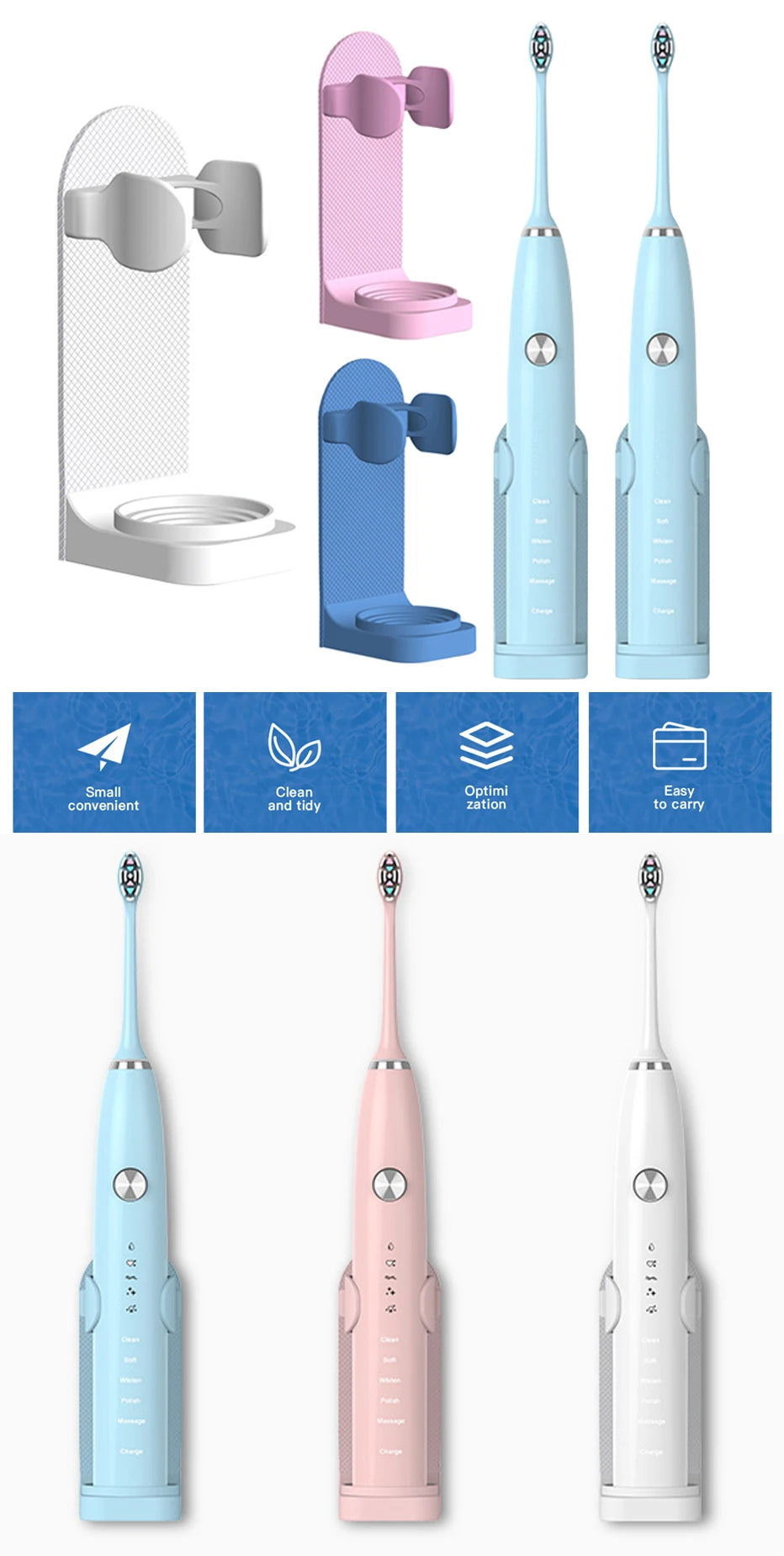 Soporte ajustable para cepillo de dientes, base para cepillo de dientes eléctrico, soporte de pared antideslizante de silicona, soporte para cuerpo de cepillo, adaptable al 99%.