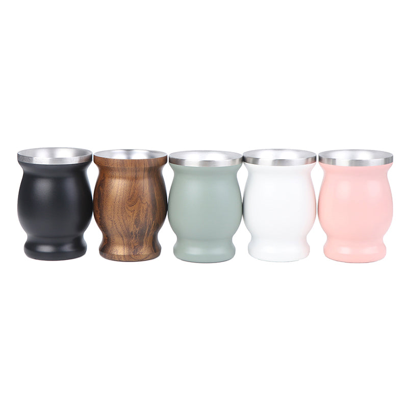 Mate de acero inoxidable 304 de 8 oz, calabaza para mate argentina con bombillas.