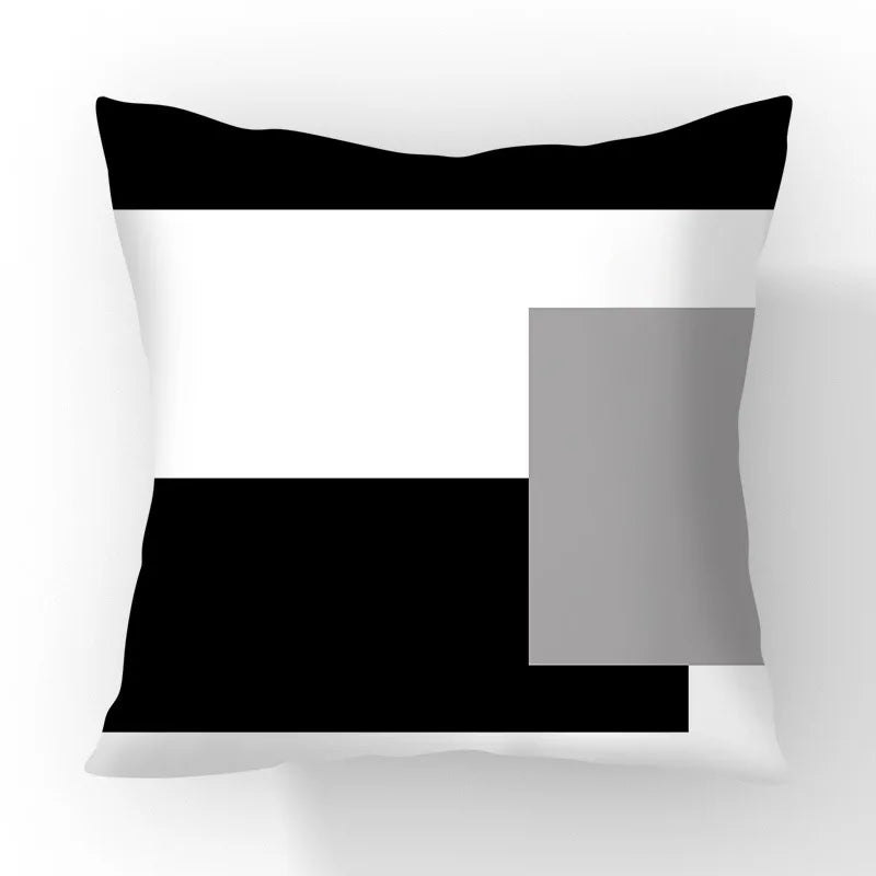 Funda de cojín geométrica en blanco y negro VIKAMA, funda de cojín moderna y minimalista para sofá de salón, funda de almohada para coche, decoración del hogar
