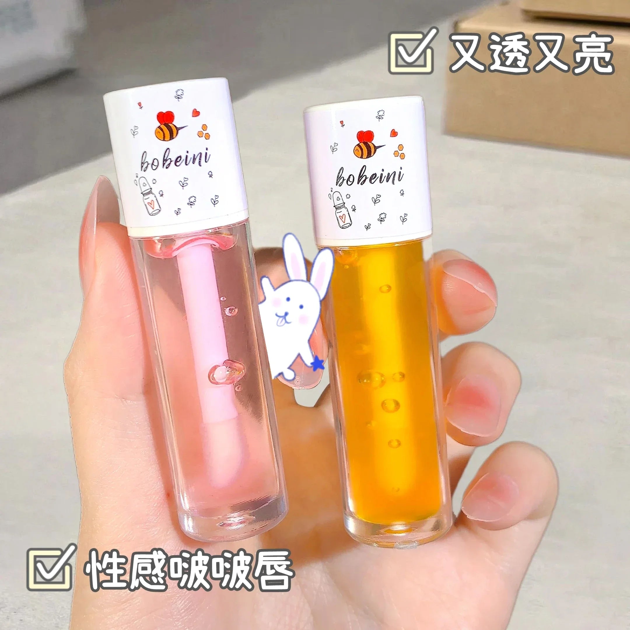 Aceite labial de miel y melocotón, voluminizador, hidratante, no pegajoso, brillo, bálsamo labial líquido transparente de larga duración.