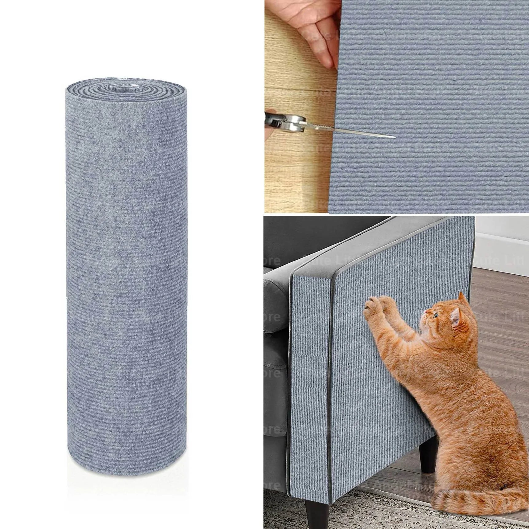 Protector de sofá rascador para gatos de 40x300cm, alfombrilla rascadora para gatos, protector de tablero recortable autoadhesivo, alfombra para rascador de gatos DIY