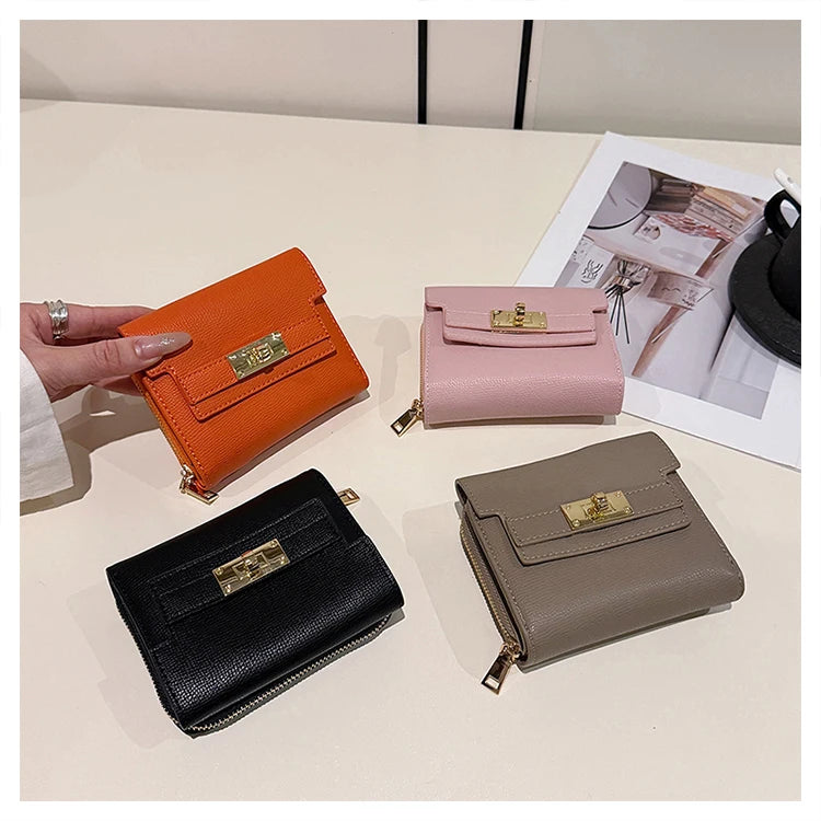 Cartera retro para mujer, gran capacidad, múltiples ranuras para tarjetas, comercio exterior, multifuncional, plegable en tres partes.