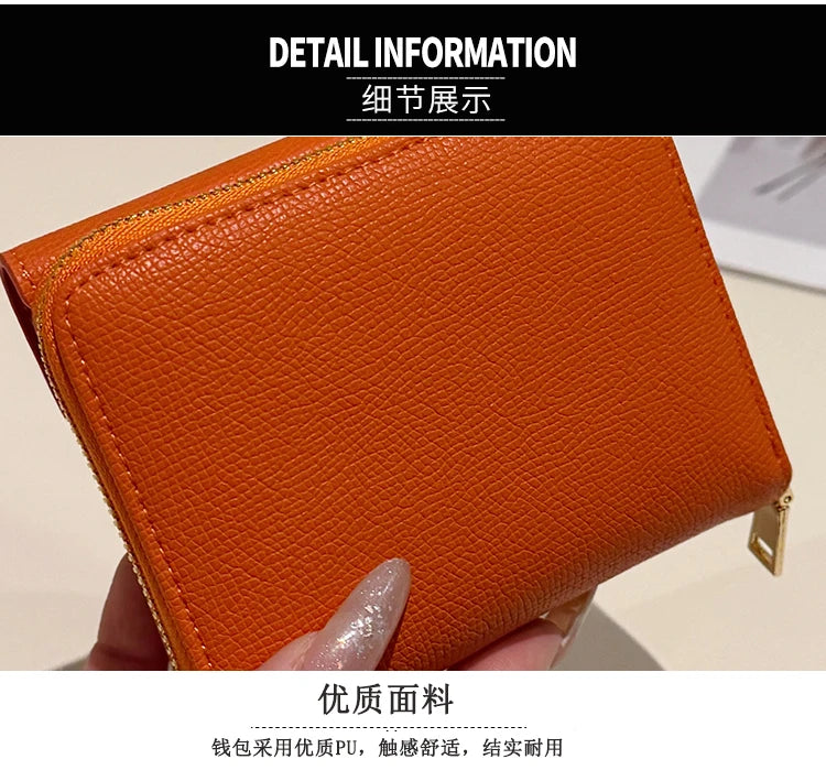Cartera retro para mujer, gran capacidad, múltiples ranuras para tarjetas, comercio exterior, multifuncional, plegable en tres partes.