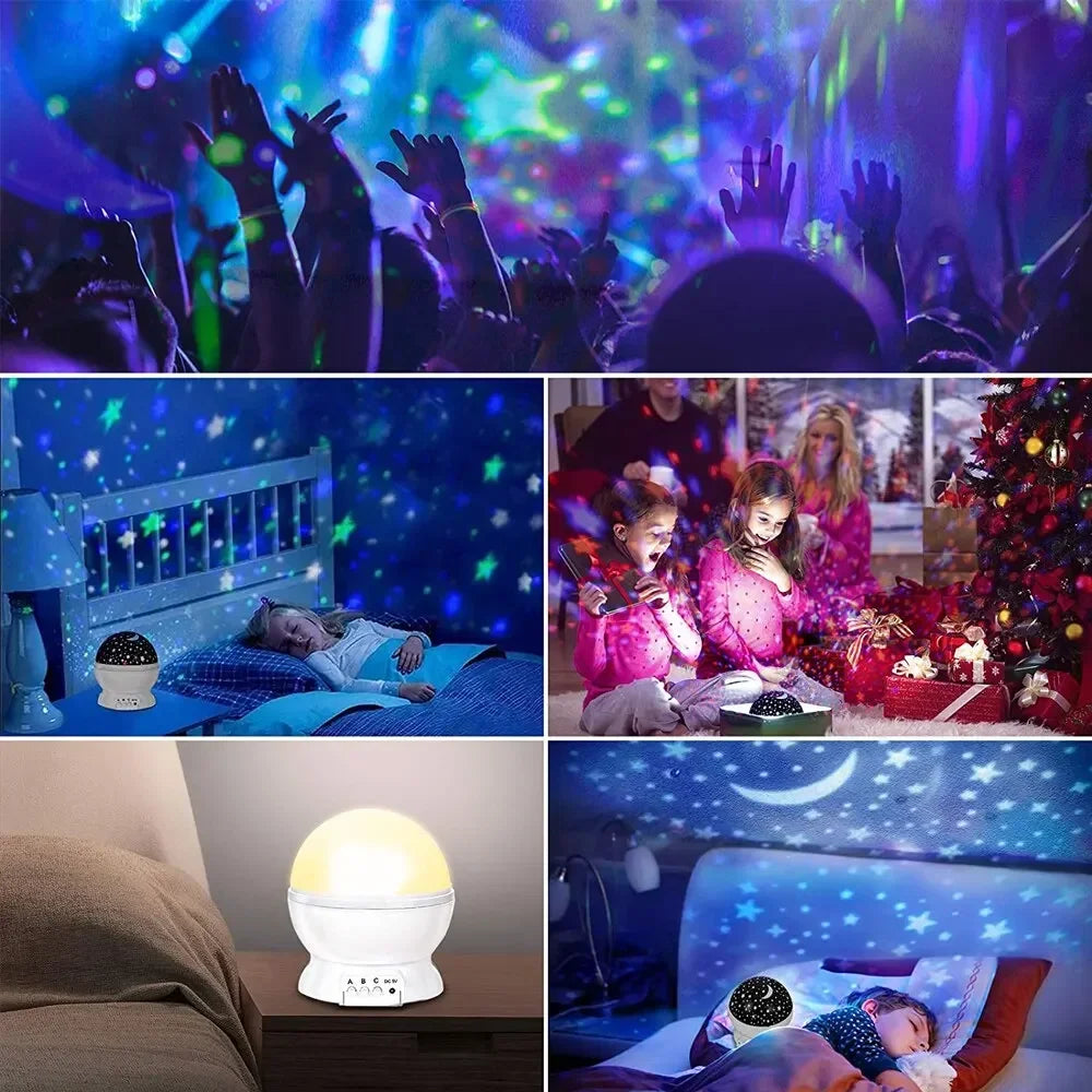 LED Starry Night Light Auto Rotating Pattern 500mAH Lithium Battery Starry Night Projection Light for Bedroom Decoration