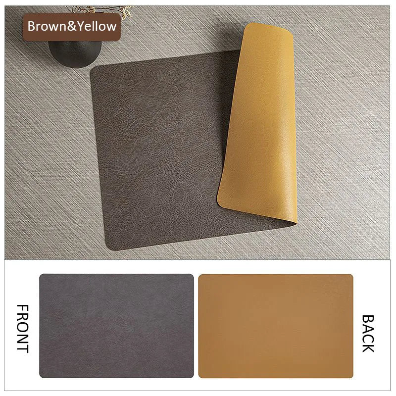 Manteles individuales de cuero de doble cara para cocina, manteles individuales resistentes al calor para mesa de comedor, posavasos, escurridor de platos