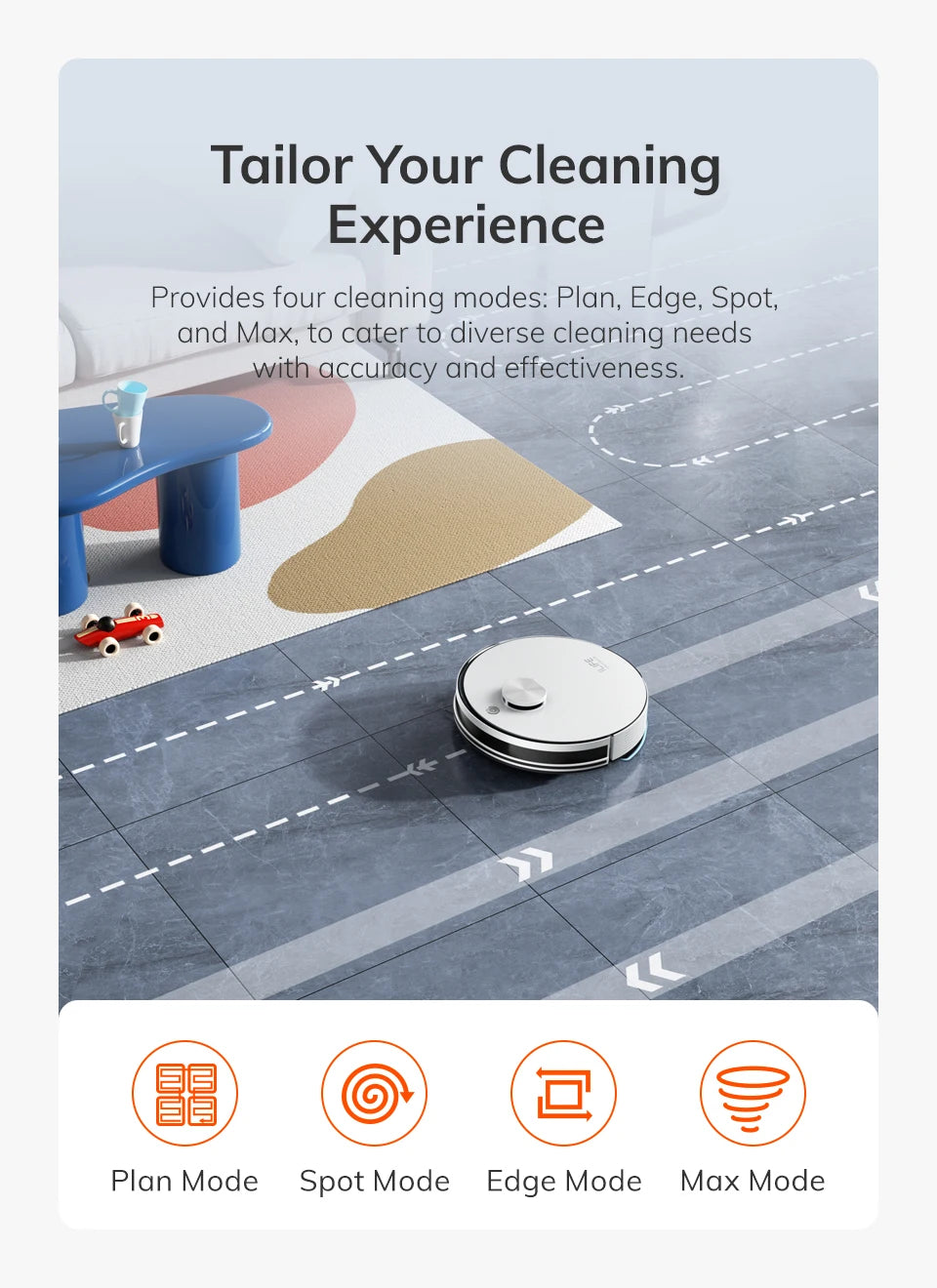 ILIFE A30 PRO, aspiradora y fregona robot con potencia de succión de 5000 Pa, vaciado automático, capacidad para 60 días, control por aplicación/mando a distancia, autonomía de 180 minutos.