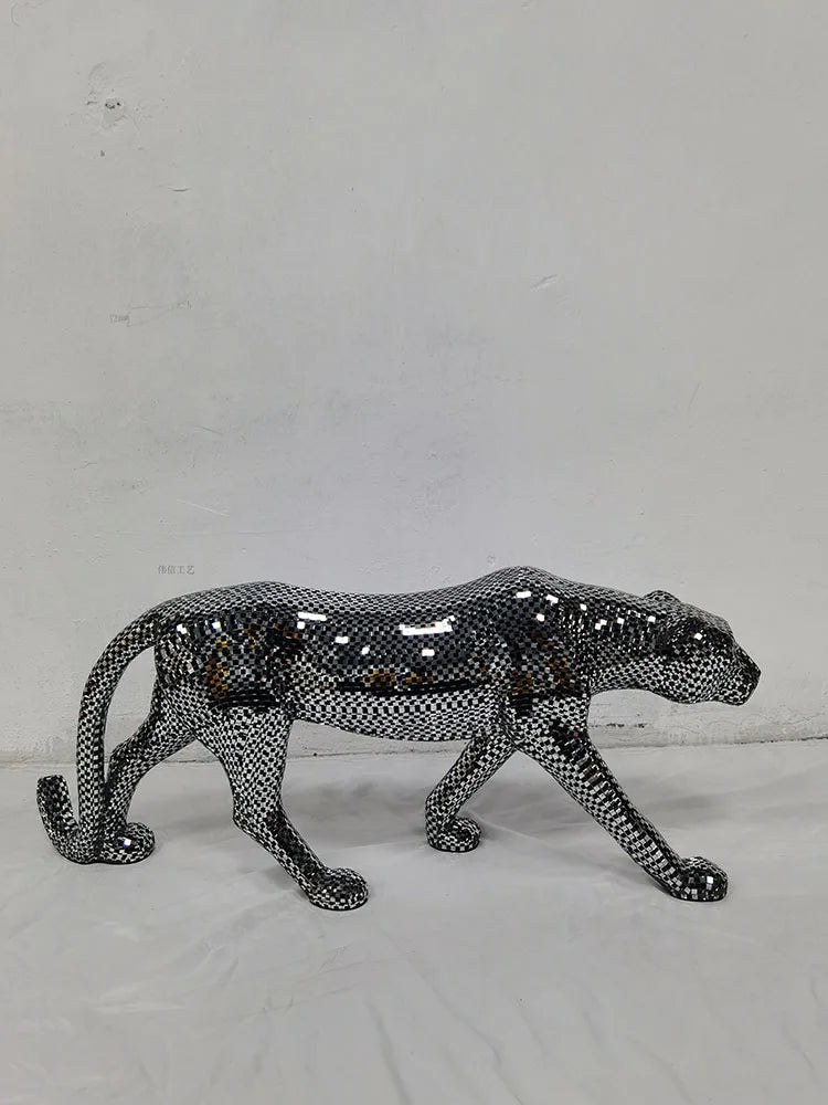 Adornos largos de leopardo para decoración de sala de estar, figuras escultóricas, hogar moderno, mueble de TV, estatua de escritorio de oficina, 82 cm personalizados