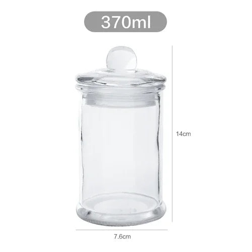 Tarros de almacenamiento de vidrio transparentes minimalistas con tapa, ideales para té, dulces, decoración de escritorio o como dispensador de cereales.