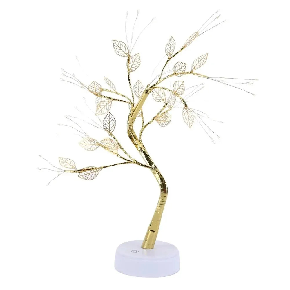 Lámpara de mesa LED con forma de hoja dorada, luces de hadas para árbol de Navidad, luces nocturnas, decoración para el hogar, fiestas, bodas, dormitorios, regalo del Día de la Madre