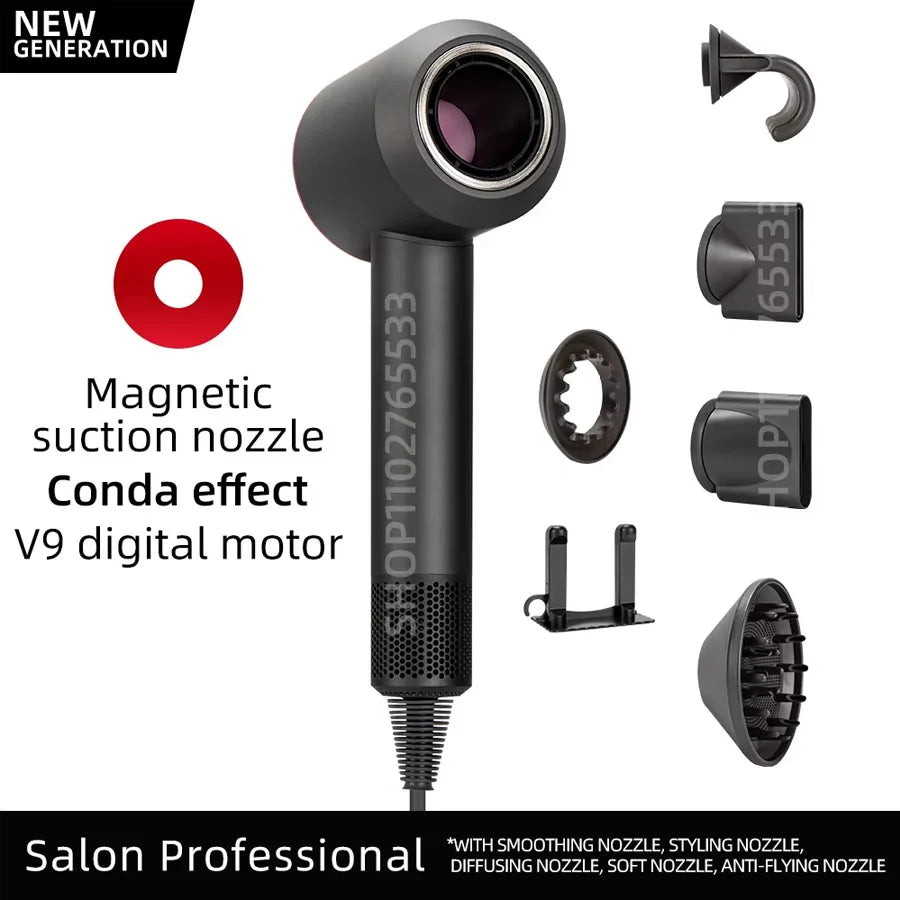 Secador de pelo iónico 5 en 1 con difusor. Aparatos profesionales para el cuidado del cabello. Secador de pelo sin aspas para peluquería femenina. Súper secador de pelo.