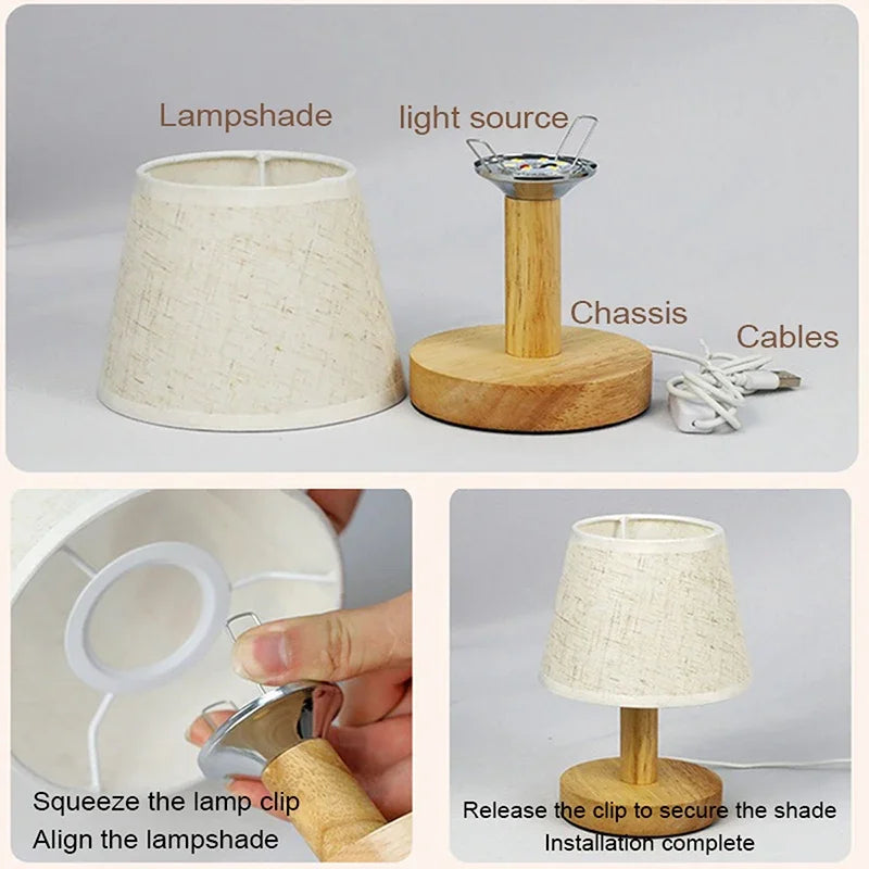 Lámpara de mesa LED, luminaria de iluminación interior para sala de estar, dormitorio, mesita de noche, decoración de escritorio, estilo retro japonés.