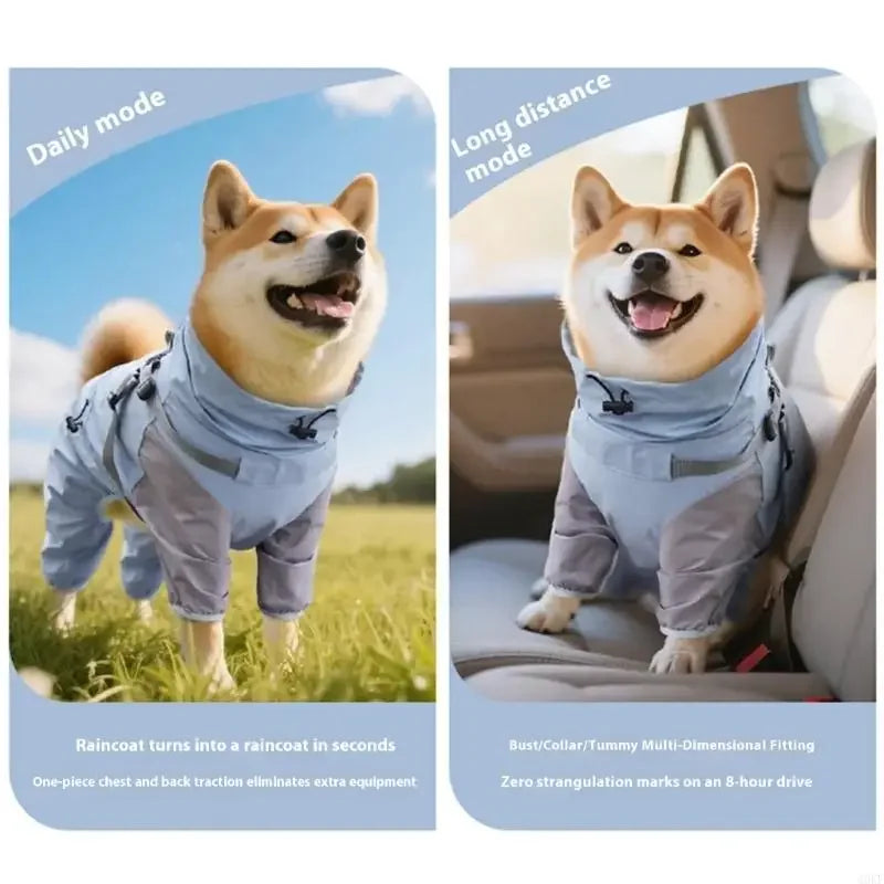 Impermeable para perros con capucha desmontable y puños elásticos para perros pequeños y grandes, ideal para actividades al aire libre y paseos.