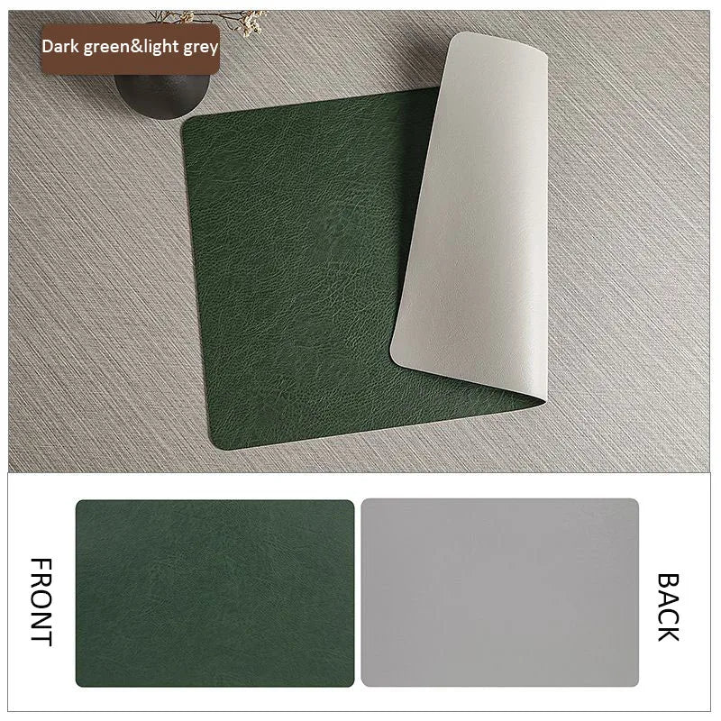 Manteles individuales de cuero de doble cara para cocina, manteles individuales resistentes al calor para mesa de comedor, posavasos, escurridor de platos