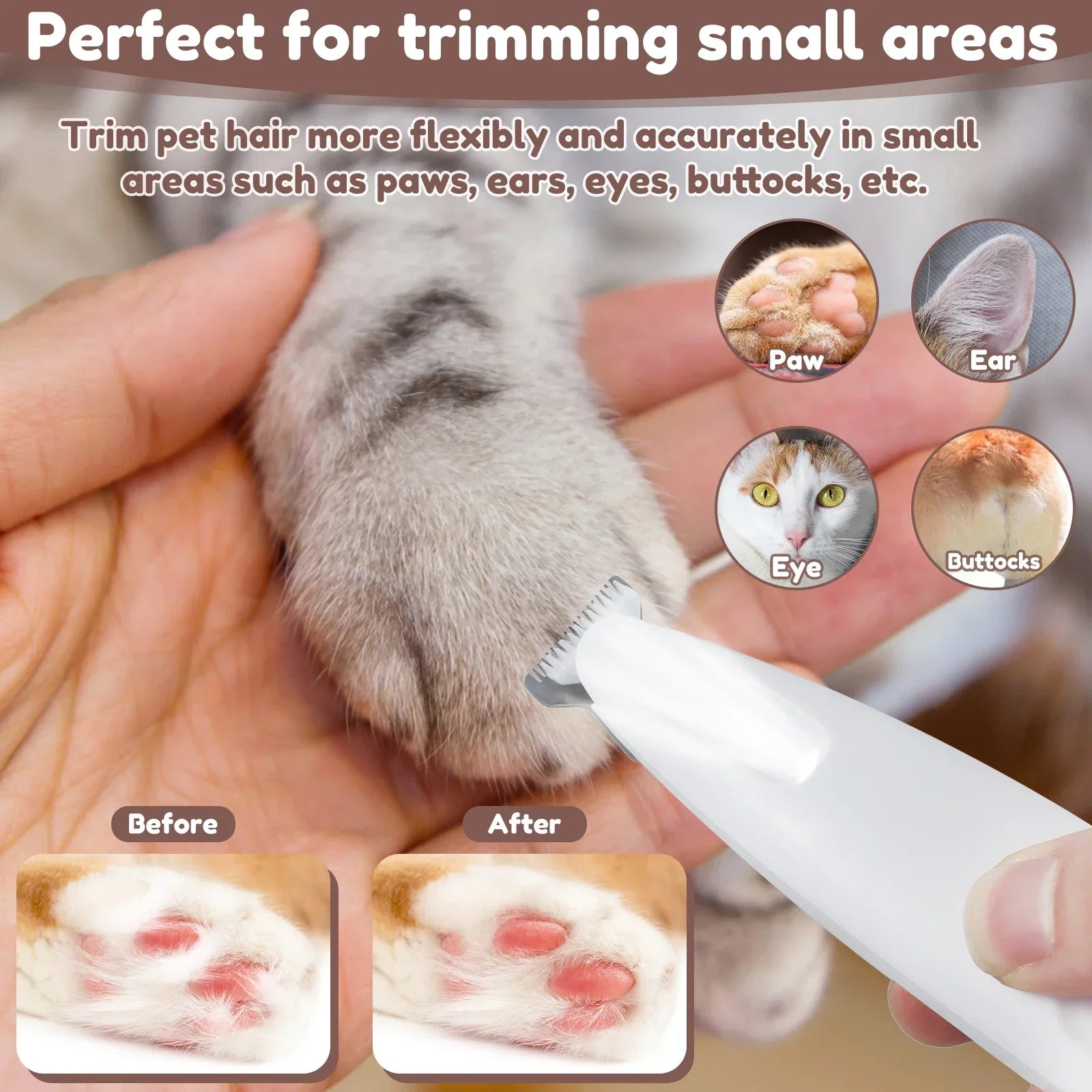 Nueva recortadora de patas para perros con luz LED, totalmente impermeable, recortadora de pelo para mascotas con pantalla LED, cortapelos para perros para aseo, cuchilla ancha de 18 mm.