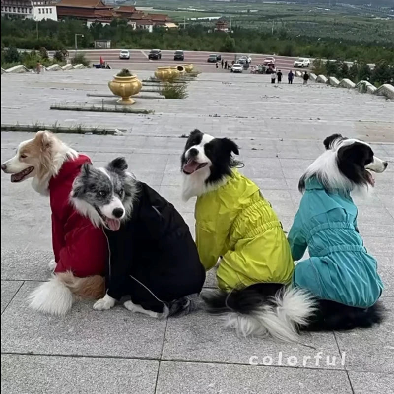 Chaqueta impermeable para perros, abrigo reflectante para la lluvia, monos y enterizos rojos para perros, impermeable de otoño e invierno para perros grandes.