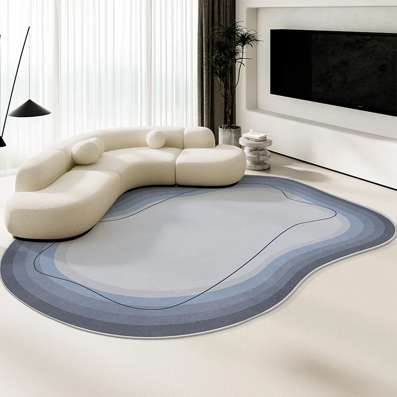 Alfombra de terciopelo irregular estilo crema para sala de estar, alfombra antideslizante de cobertura total para sofá o mesa de centro, fácil mantenimiento, decoración del hogar.
