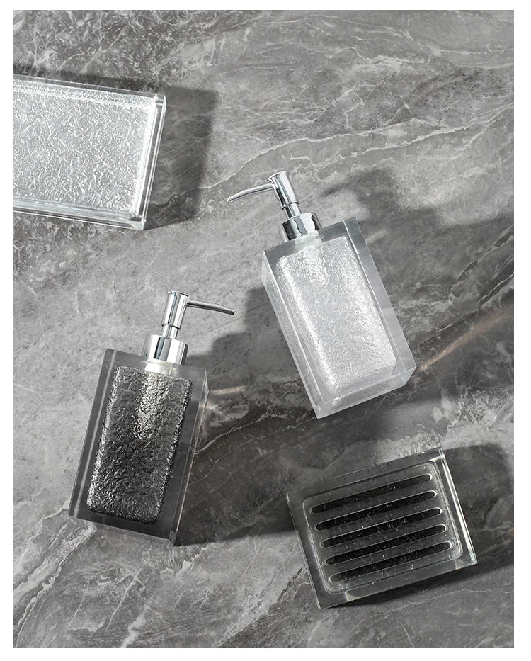 Dispensador de desinfectante de manos de resina, dispensador de baño, jabón líquido y champú recargable, soporte para gel de ducha y loción, botella de jabón portátil