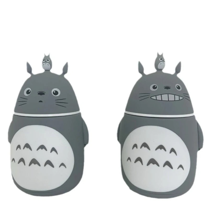 Botella de agua de vidrio con forma de Totoro de dibujos animados Kawaii para niños, a prueba de fugas, para gimnasio, viajes y deportes al aire libre.