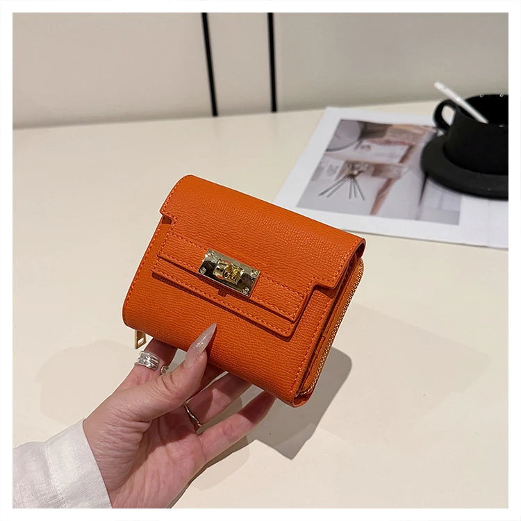 Cartera retro para mujer, gran capacidad, múltiples ranuras para tarjetas, comercio exterior, multifuncional, plegable en tres partes.