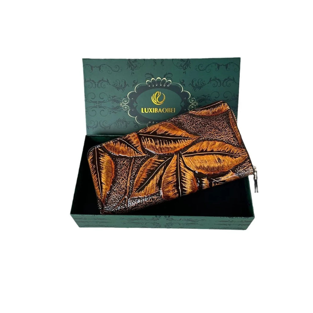 Cartera larga de lujo de diseño vintage, estilo bohemio, versátil, tarjetero, cartera multifuncional para mujer, estuche portátil para tarjetas.